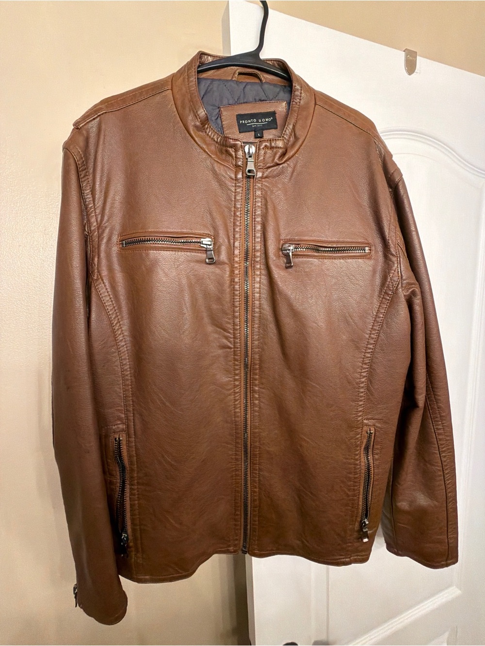 Pronto Uomo Brown Leather Bomber Jacket